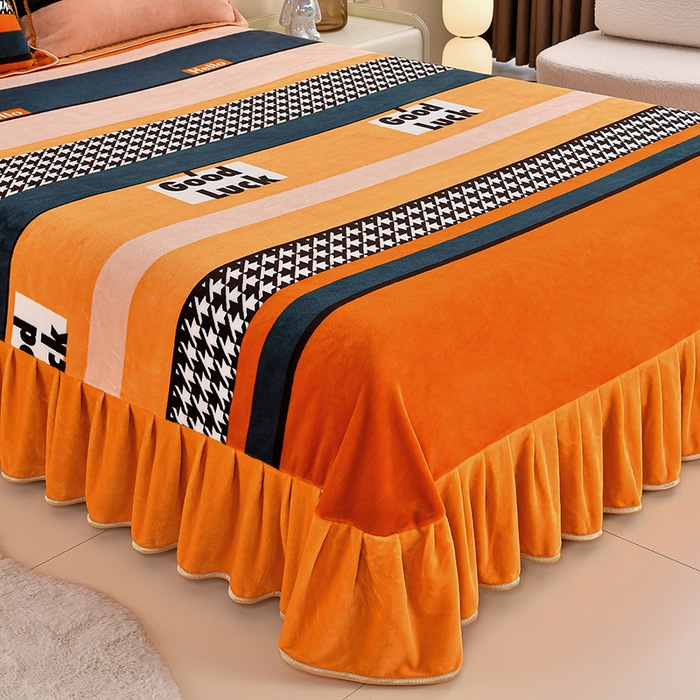 91家纺网 家纺一手货源 找家纺 2025直播爆款印花牛奶绒四件套8斤法莱绒印花四件套 青春时光