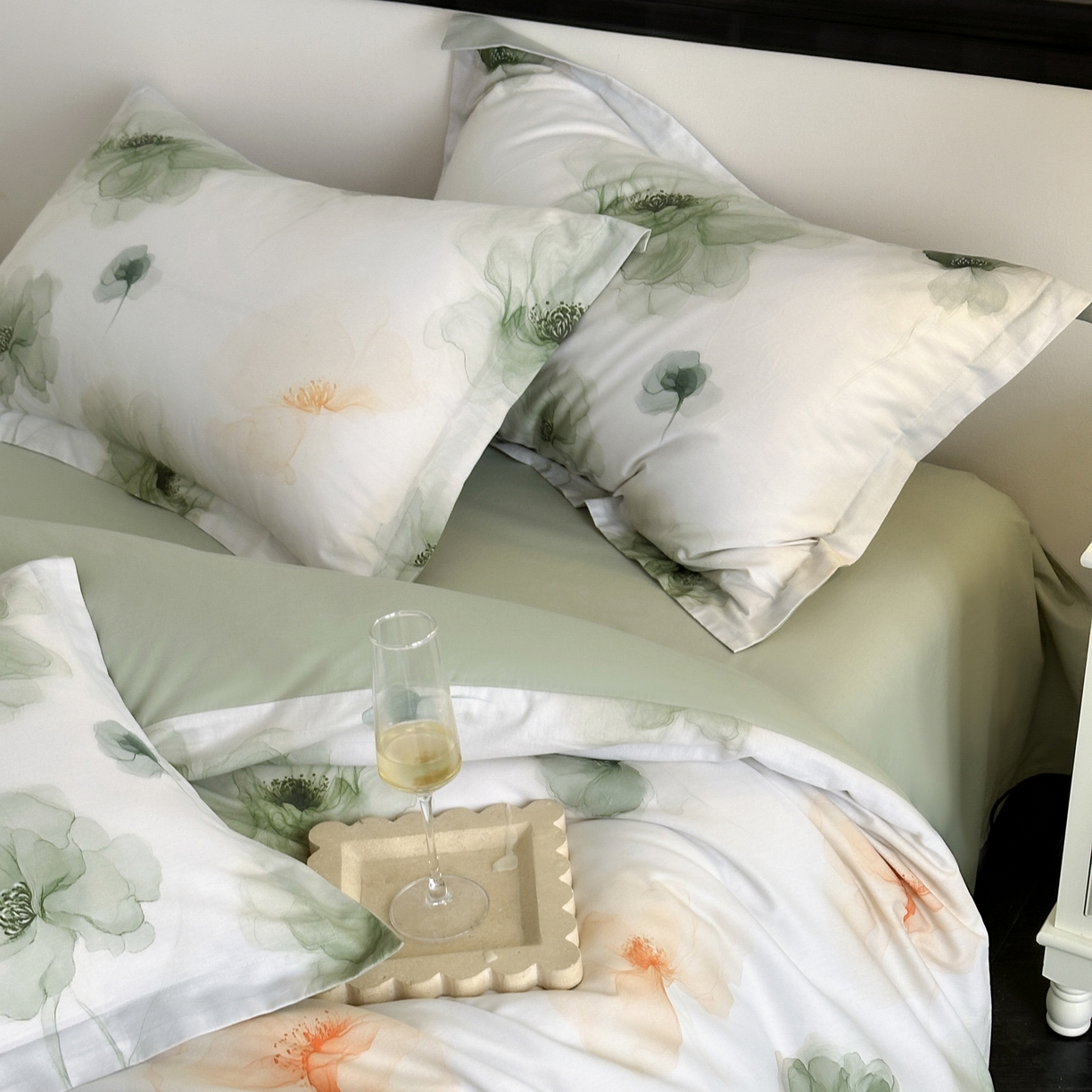 91家纺网 家纺一手货源 找家纺 金鑫汇家纺 2025新款13772全棉纯棉高端数码印花单被套 被套单件 春晓-绿