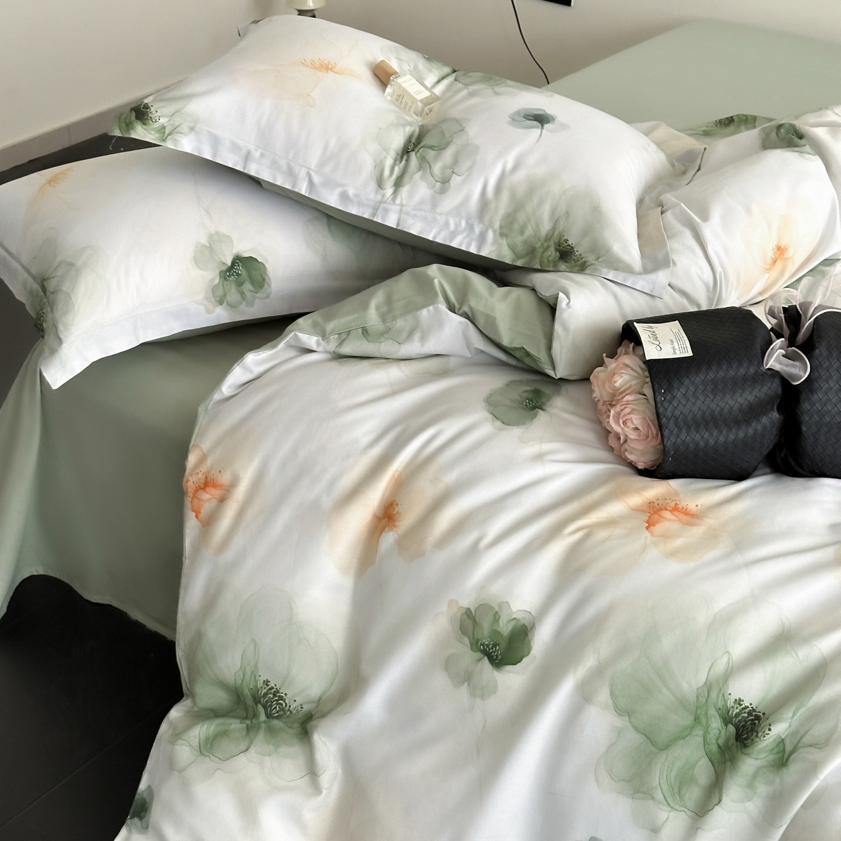 91家纺网 家纺一手货源 找家纺 金鑫汇家纺 2025新款13772全棉纯棉高端数码印花单被套 被套单件 春晓-绿