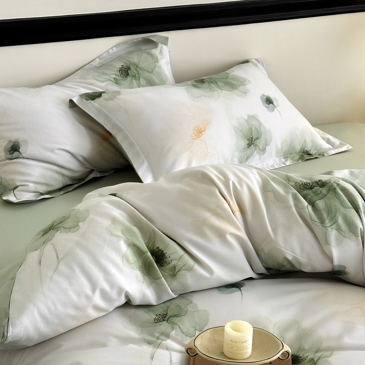 91家纺网 家纺一手货源 找家纺 金鑫汇家纺 2025新款13772全棉纯棉高端数码印花单被套 被套单件 春晓-绿