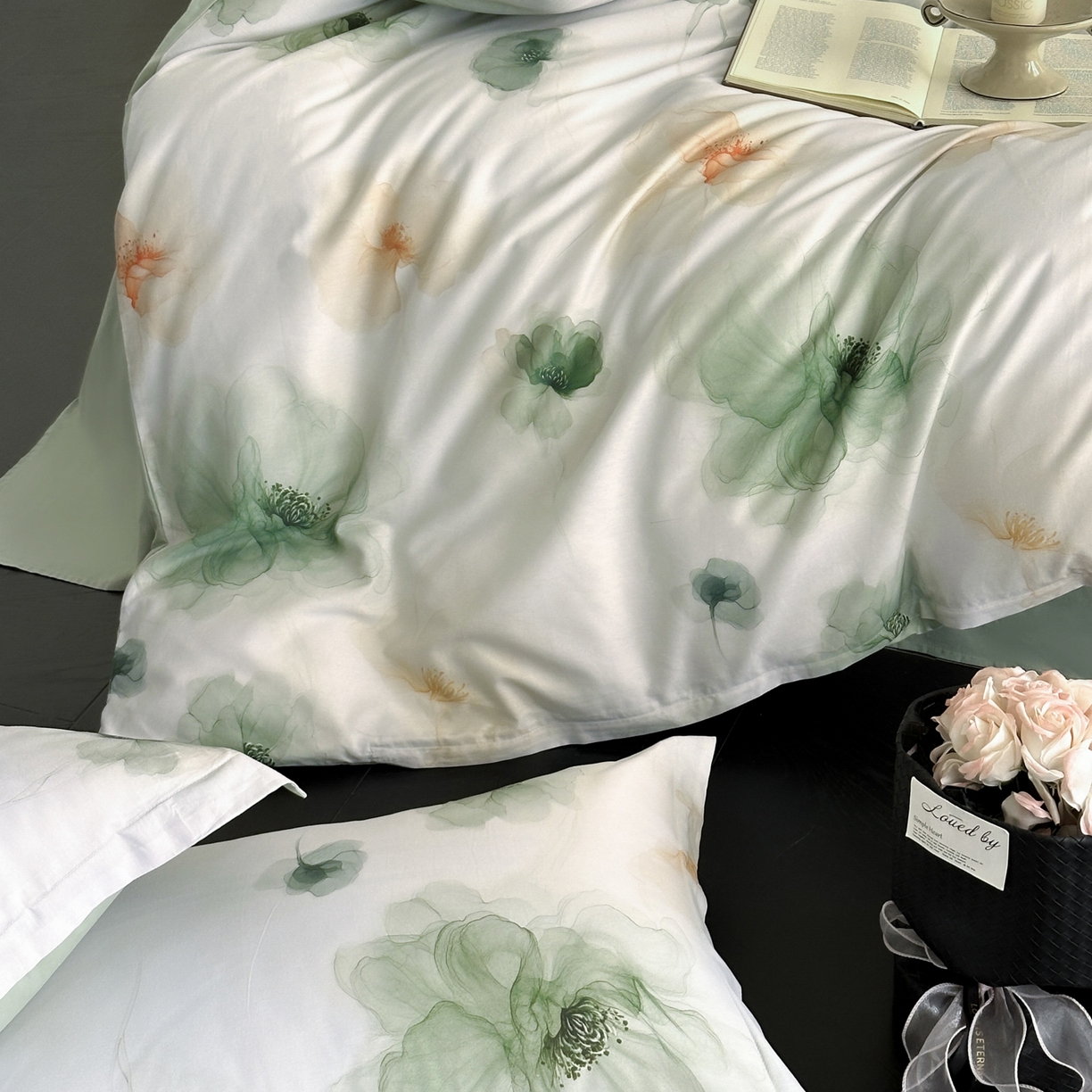 91家纺网 家纺一手货源 找家纺 金鑫汇家纺 2025新款13772全棉纯棉高端数码印花单被套 被套单件 春晓-绿