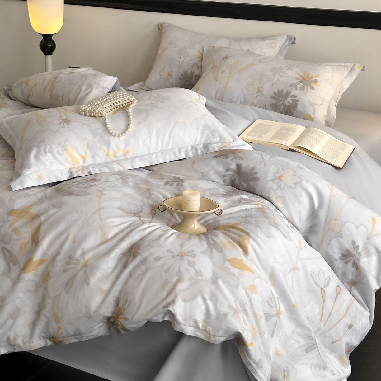 91家纺网 家纺一手货源 找家纺 金鑫汇家纺 2025新款13772全棉纯棉高端数码印花单被套 被套单件 木槿-灰