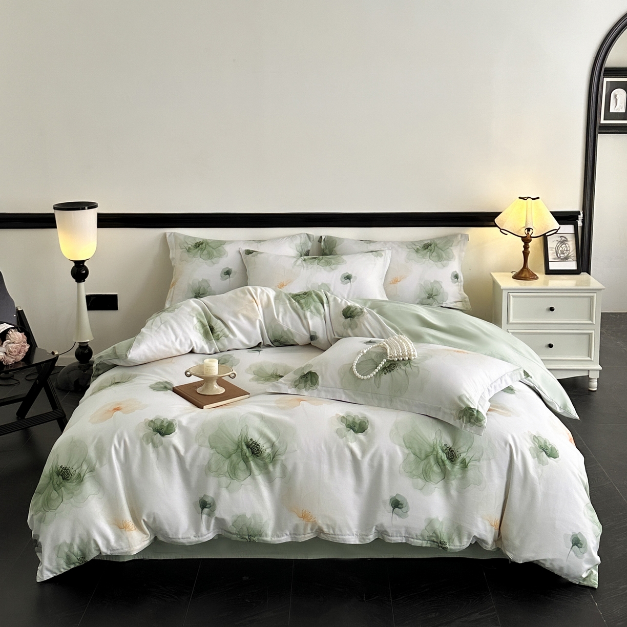 91家纺网 家纺一手货源 找家纺 金鑫汇家纺 2025新款13772全棉纯棉高端数码印花单被套 被套单件 春晓-绿