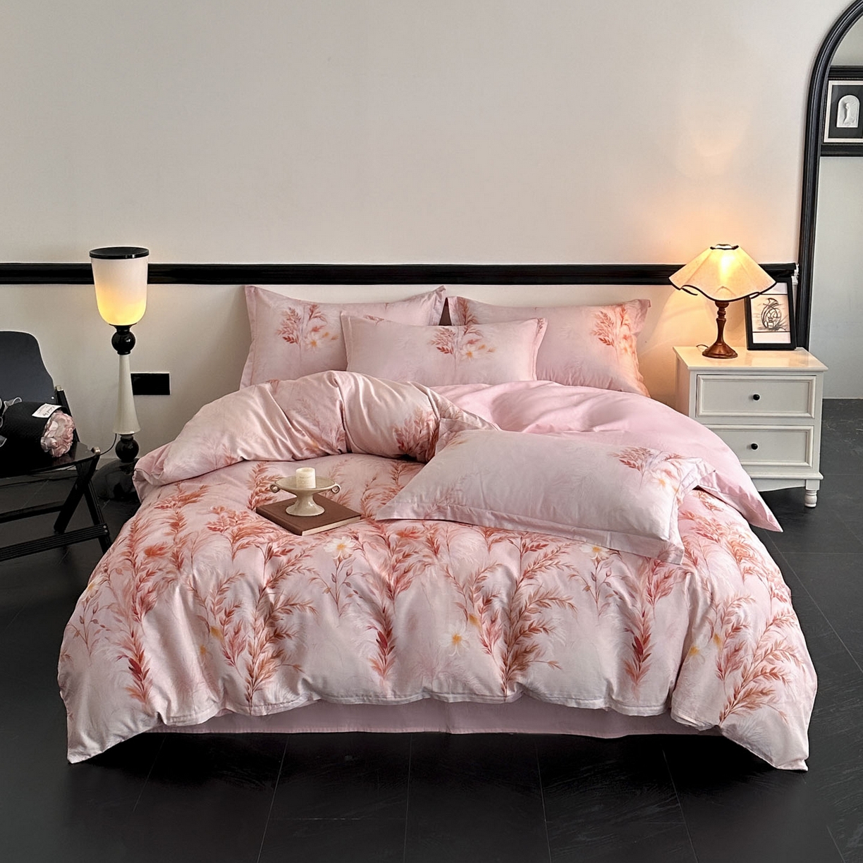 91家纺网 家纺一手货源 找家纺 金鑫汇家纺 2025新款13772全棉纯棉高端数码印花单被套 被套单件 幽兰生香-粉