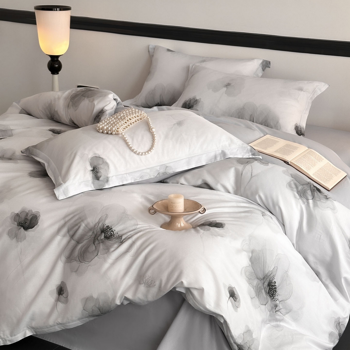 91家纺网 家纺一手货源 找家纺 金鑫汇家纺 2025新款13772全棉纯棉高端数码印花单被套 被套单件 春晓-灰