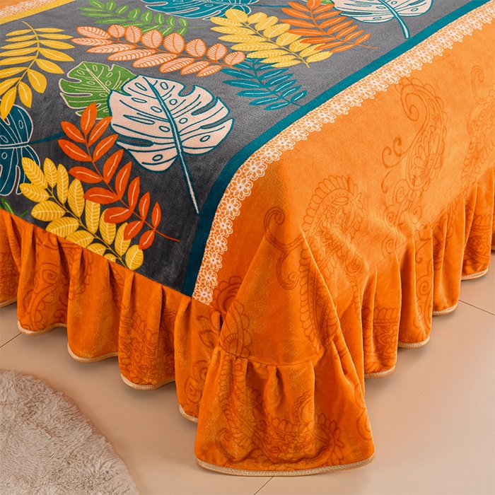 91家纺网 家纺一手货源 找家纺 2025直播爆款印花牛奶绒四件套8斤法莱绒印花四件套 叶之语