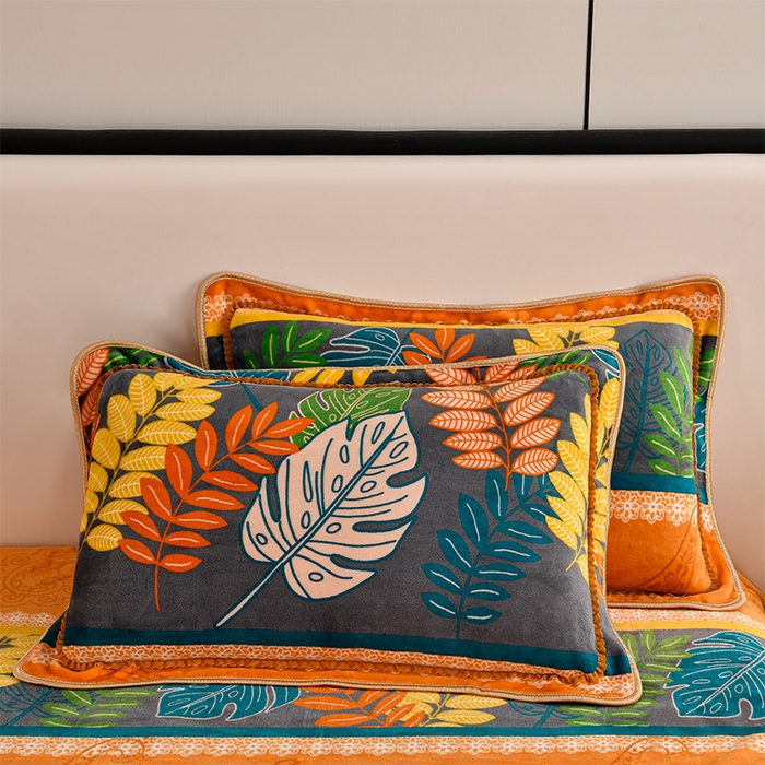 91家纺网 家纺一手货源 找家纺 2025直播爆款印花牛奶绒四件套8斤法莱绒印花四件套 叶之语