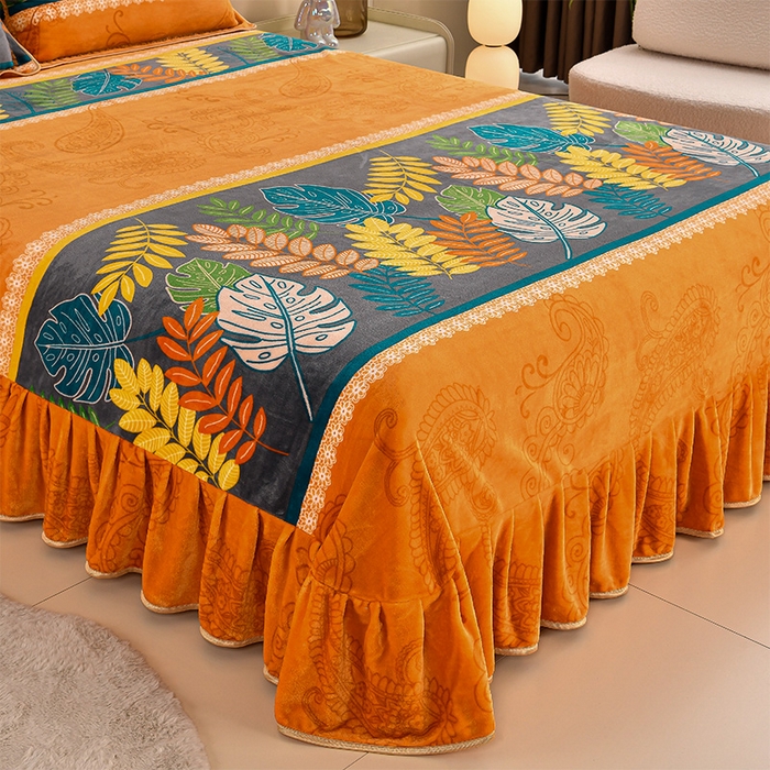 91家纺网 家纺一手货源 找家纺 2025直播爆款印花牛奶绒四件套8斤法莱绒印花四件套 叶之语