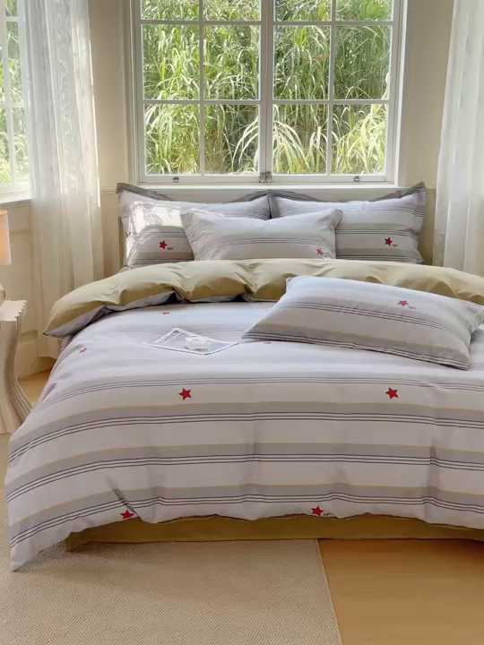 91家纺网 家纺一手货源 找家纺 卓越 工厂直营新款128*68全棉印花斜纹单被套 时尚星辰