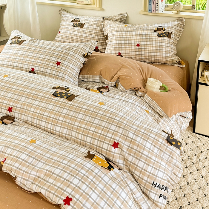 91家纺网 家纺一手货源 找家纺 卓越 2025新款128*68全棉印花四件套 酷比狗