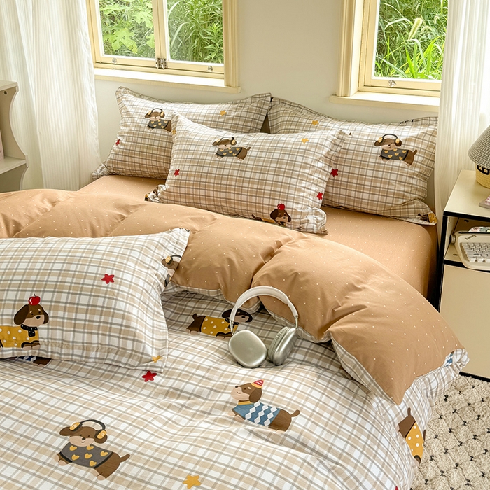 91家纺网 家纺一手货源 找家纺 卓越 2025新款128*68全棉印花四件套 酷比狗