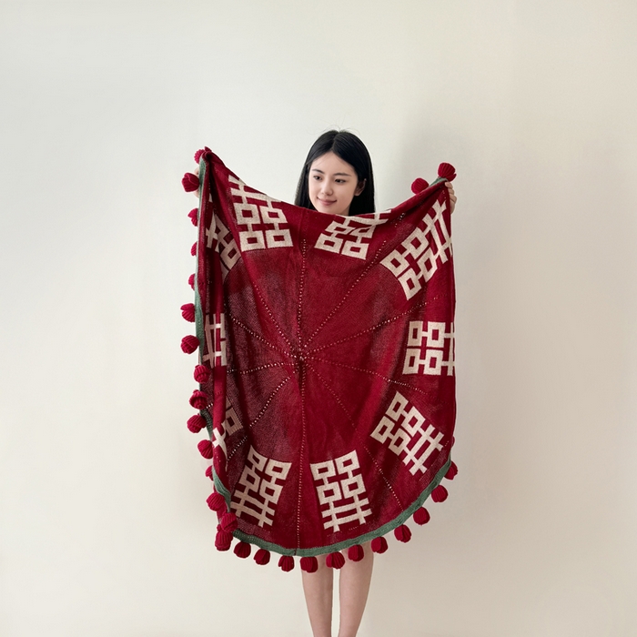 91家纺网 家纺一手货源 找家纺 （总）丹本家纺 2025新款红双囍玫瑰花花束毯子结婚订婚毛毯披肩盖毯