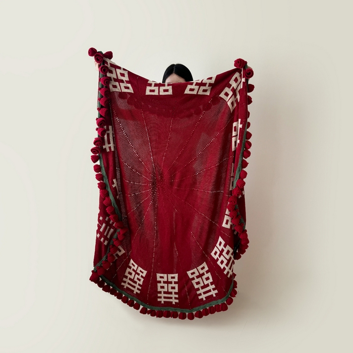 91家纺网 家纺一手货源 找家纺 （总）丹本家纺 2025新款红双囍玫瑰花花束毯子结婚订婚毛毯披肩盖毯