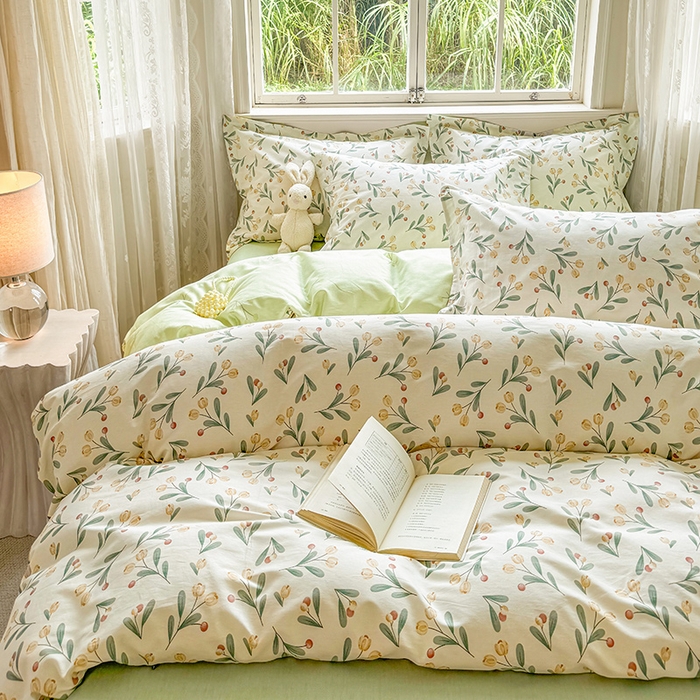 91家纺网 家纺一手货源 找家纺 卓越 2025新款128*68全棉印花四件套 千寻花语