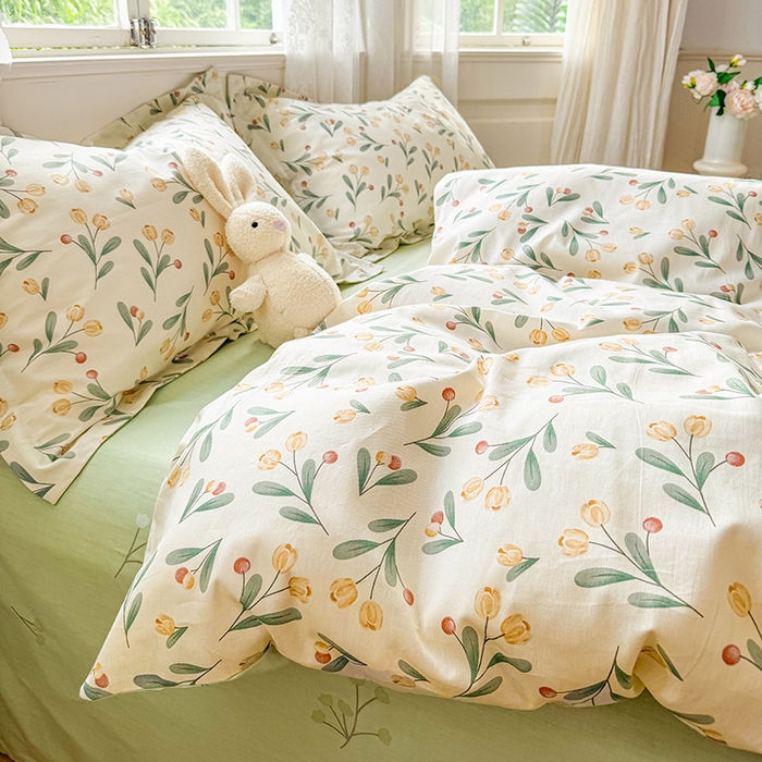 91家纺网 家纺一手货源 找家纺 卓越 2025新款128*68全棉印花四件套 千寻花语