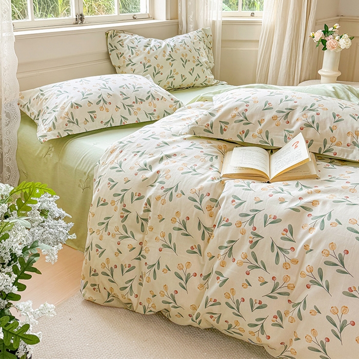 91家纺网 家纺一手货源 找家纺 卓越 2025新款128*68全棉印花四件套 千寻花语