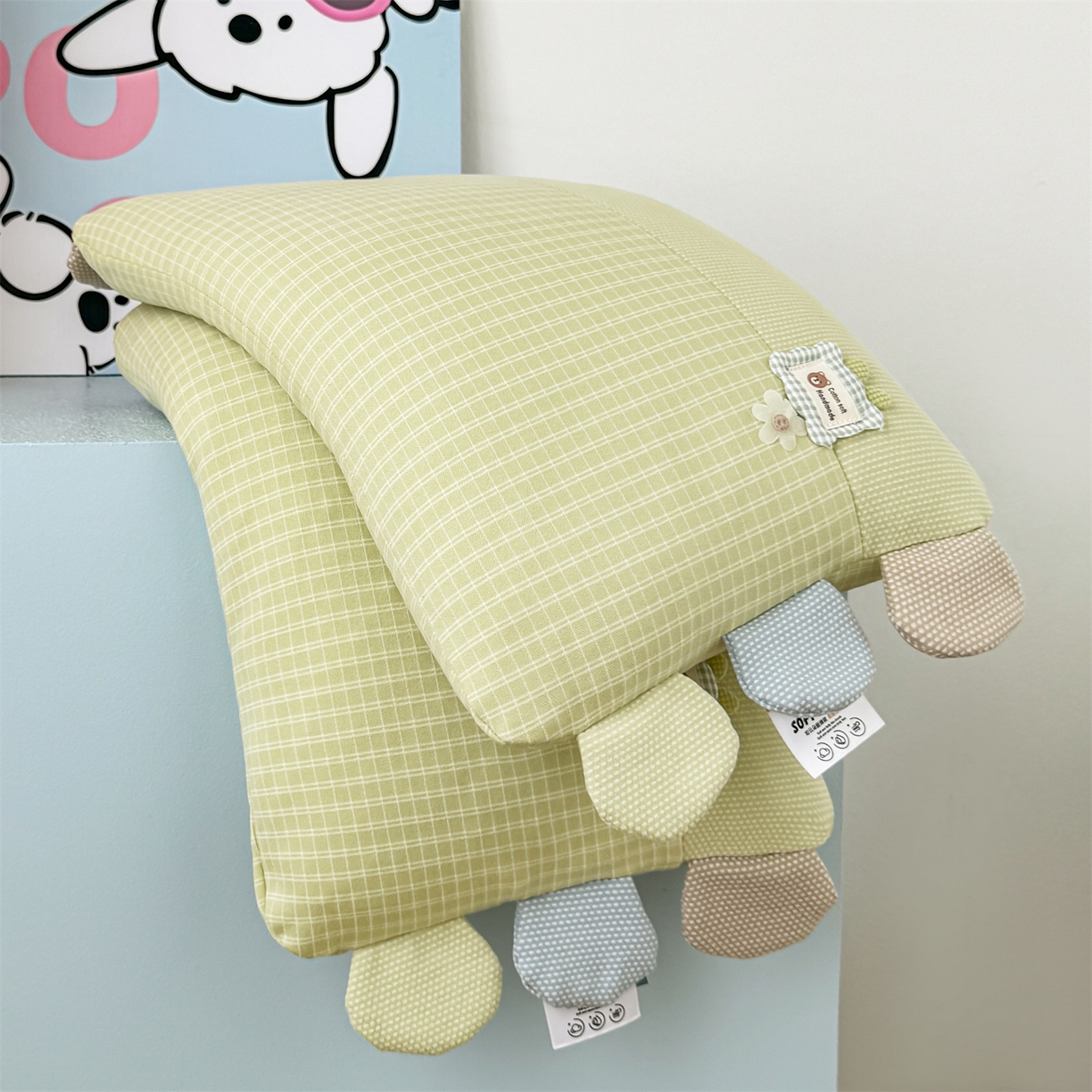 麦肯锡 2025新款暖绒礼物熊安抚儿童荞麦枕 枕头枕芯 礼物熊-浅绿