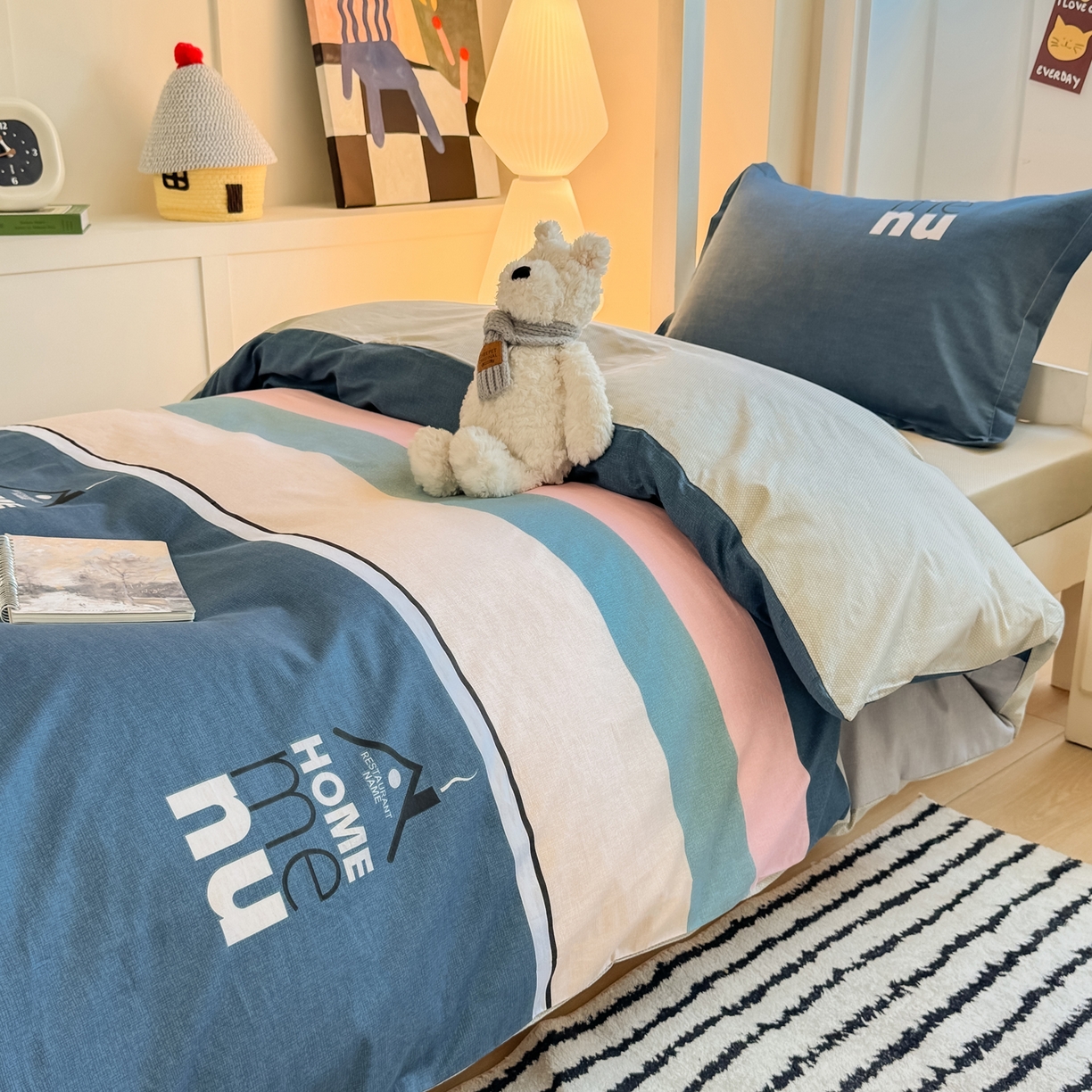 91家纺网 家纺一手货源 找家纺 （总）优姿家纺 2025新款A类13372全棉纯棉学生宿舍三件套上下铺三件套