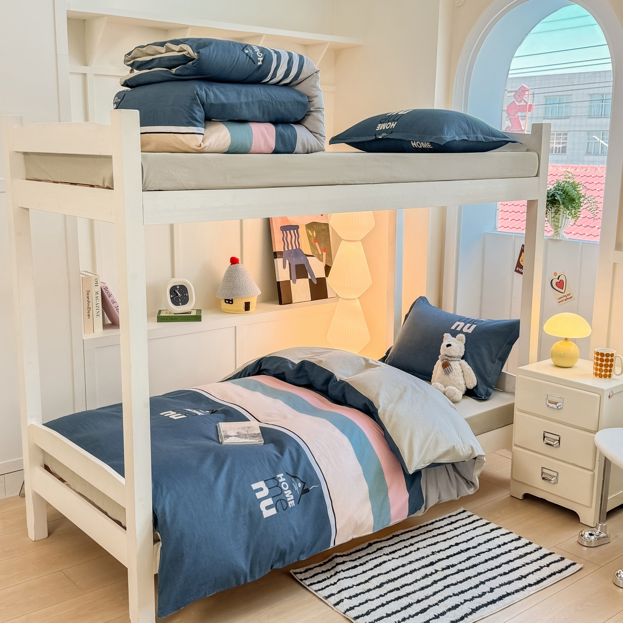 91家纺网 家纺一手货源 找家纺 （总）优姿家纺 2025新款A类13372全棉纯棉学生宿舍三件套上下铺三件套