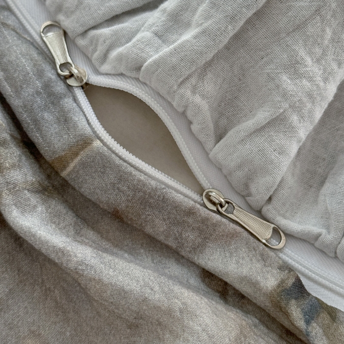 91家纺网 家纺一手货源 找家纺 木楌家居2025新款法式油画风全棉双层皱皱纱四件套 山茶漫野