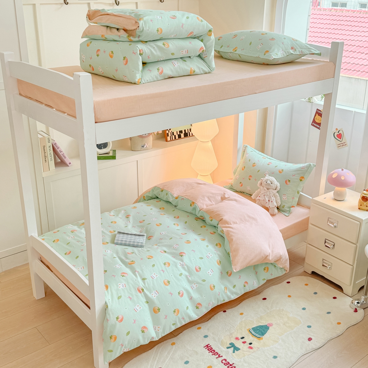 91家纺网 家纺一手货源 找家纺 （总）优姿家纺 2025新款A类13372全棉纯棉学生宿舍三件套上下铺三件套