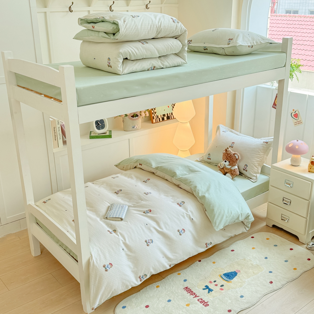 91家纺网 家纺一手货源 找家纺 （总）优姿家纺 2025新款A类13372全棉纯棉学生宿舍三件套上下铺三件套