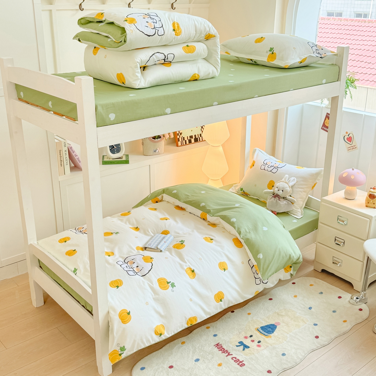 91家纺网 家纺一手货源 找家纺 （总）优姿家纺 2025新款A类13372全棉纯棉学生宿舍三件套上下铺三件套