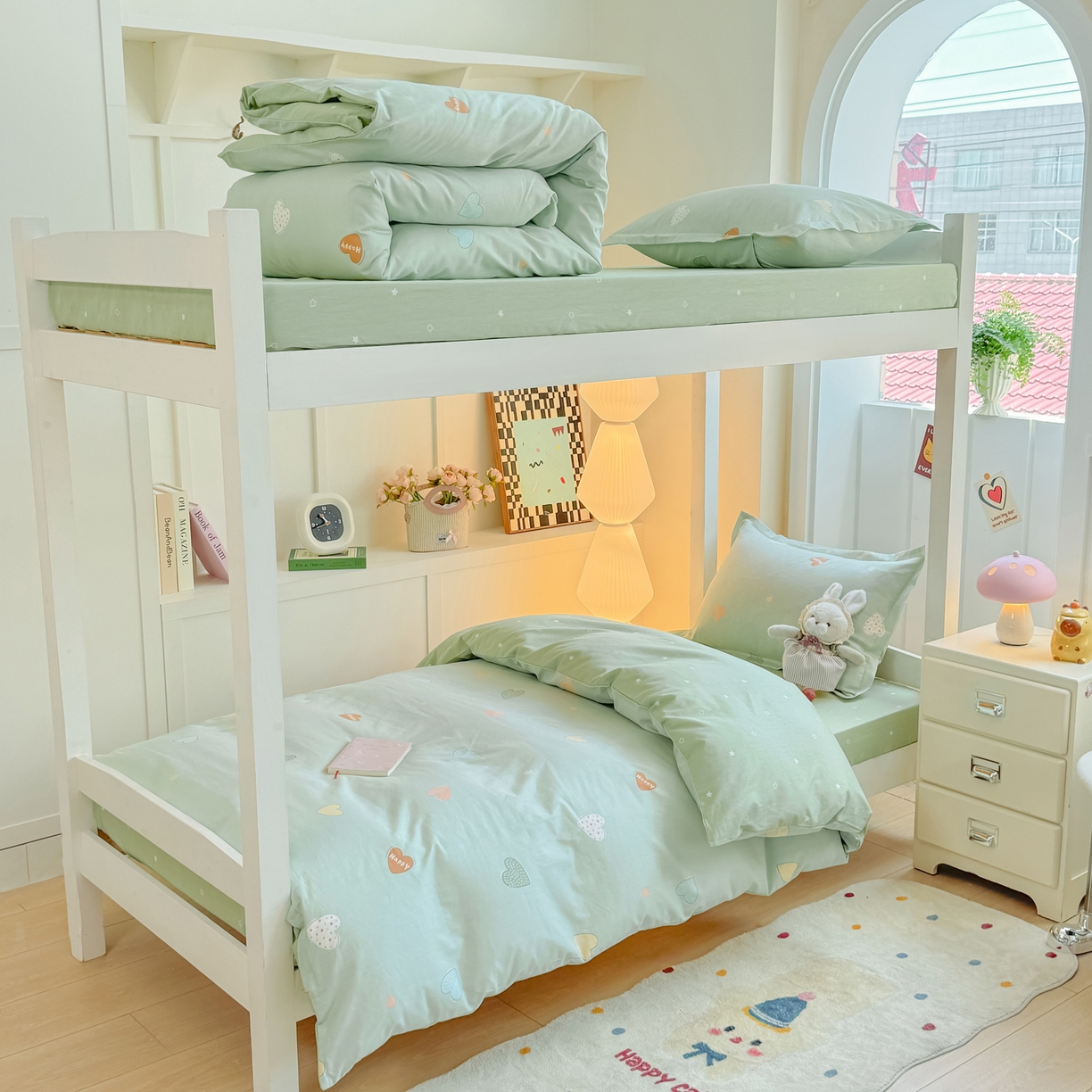 91家纺网 家纺一手货源 找家纺 （总）优姿家纺 2025新款A类13372全棉纯棉学生宿舍三件套上下铺三件套