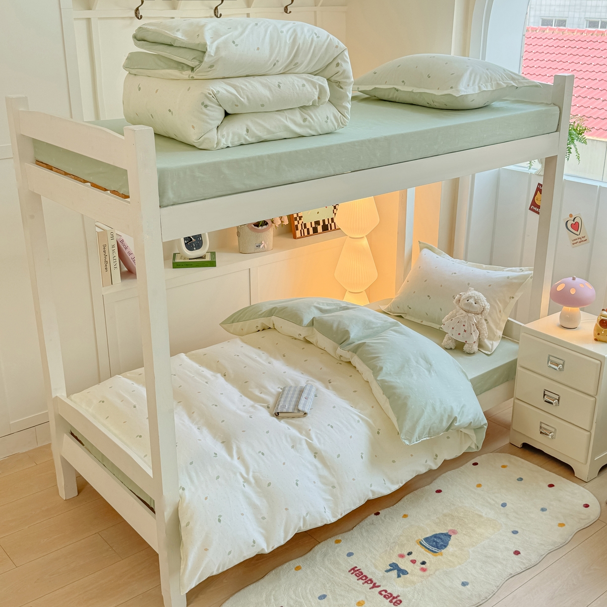 91家纺网 家纺一手货源 找家纺 （总）优姿家纺 2025新款A类13372全棉纯棉学生宿舍三件套上下铺三件套