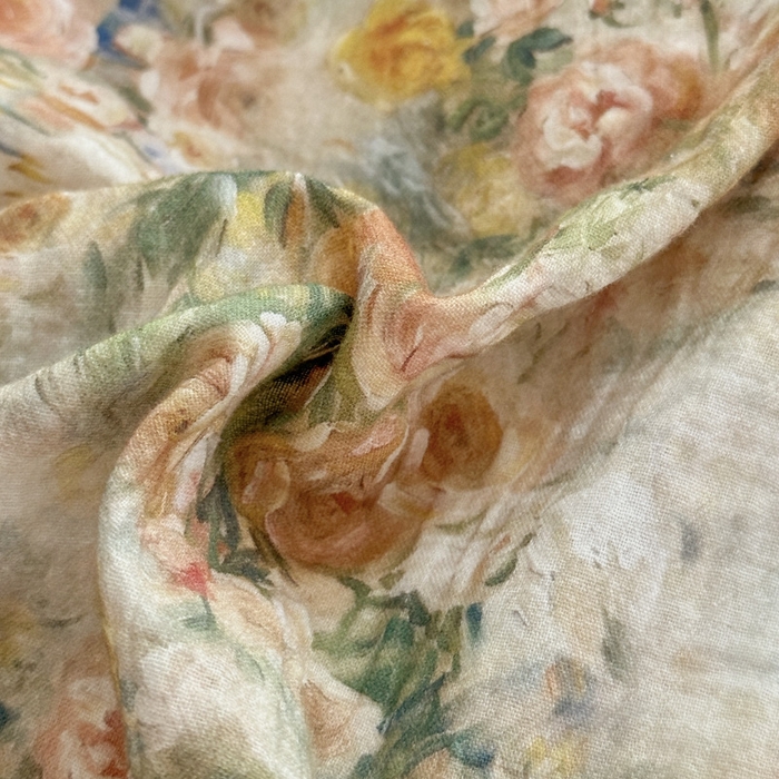 91家纺网 家纺一手货源 找家纺 木楌家居2025新款法式油画风全棉双层皱皱纱四件套 忘野集