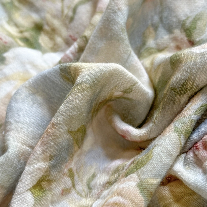 91家纺网 家纺一手货源 找家纺 木楌家居2025新款法式油画风全棉双层皱皱纱四件套 烟雨江南