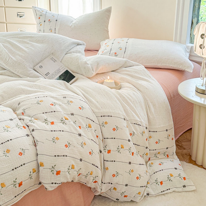 91家纺网 家纺一手货源 找家纺 （总）木楌 2025年新款双层皱皱纱刺绣款夏被大豆被