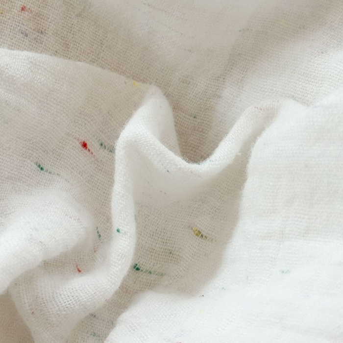 91家纺网 家纺一手货源 找家纺 木楌家居2025新款全棉彩点皱皱纱绣花四件套 星柠微糖