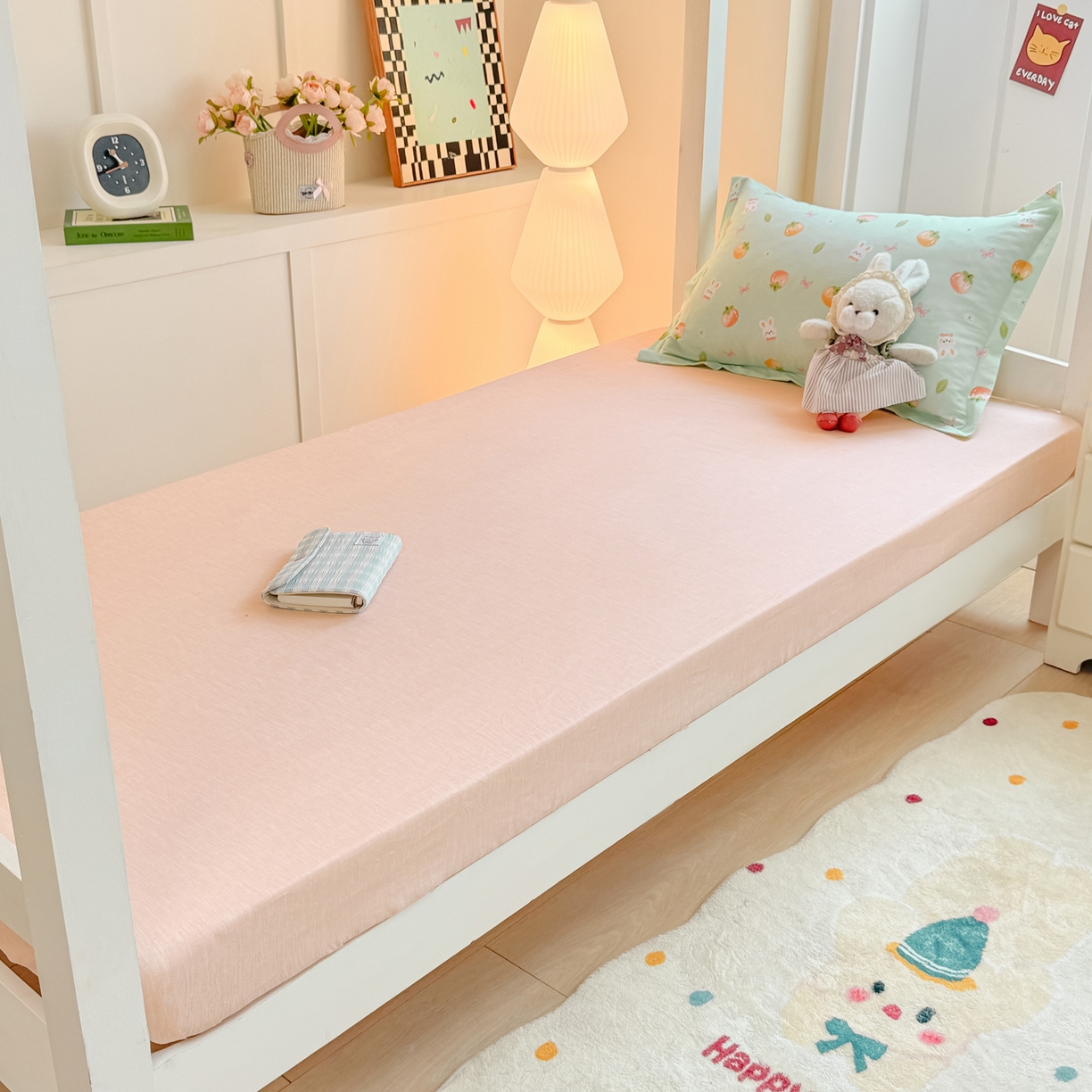 91家纺网 家纺一手货源 找家纺 优姿家纺 2025新款A类13372全棉纯棉学生宿舍三件套上下铺三件套 果觅兔