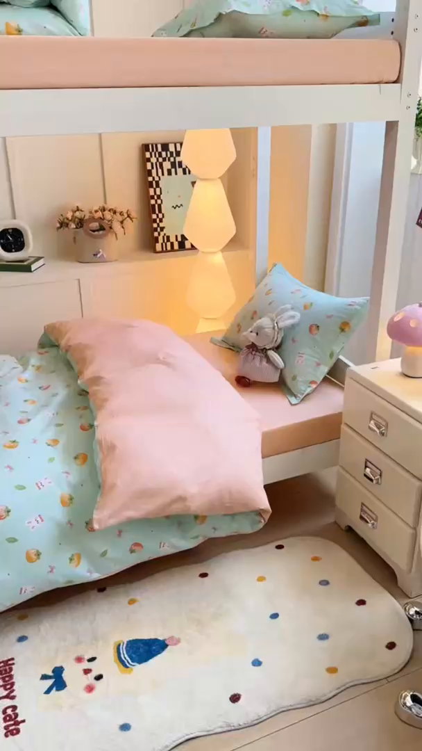 91家纺网 家纺一手货源 找家纺 优姿家纺 2025新款A类13372全棉纯棉学生宿舍三件套上下铺三件套 果觅兔