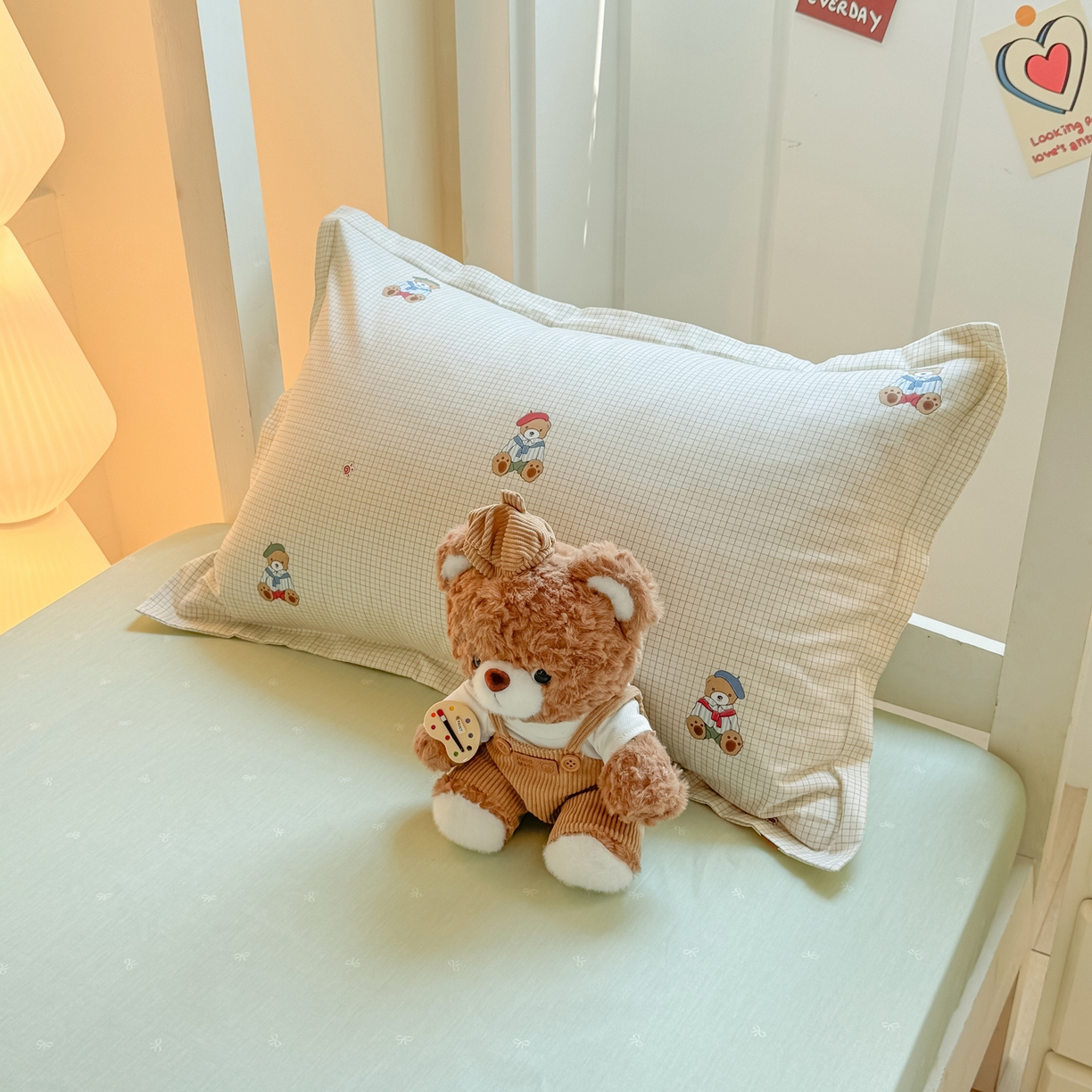 91家纺网 家纺一手货源 找家纺 优姿家纺 2025新款A类13372全棉纯棉学生宿舍三件套上下铺三件套 克利小熊