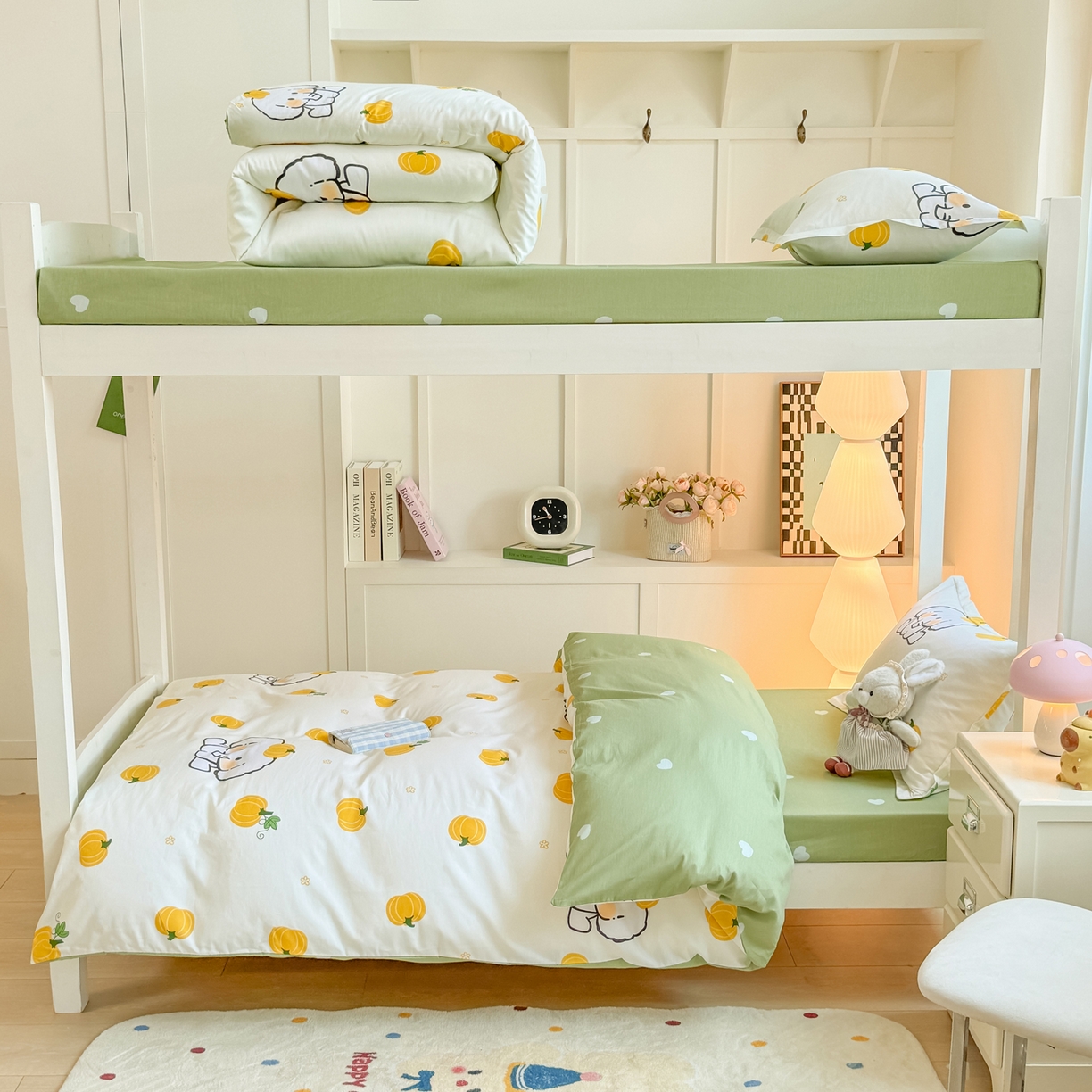 91家纺网 家纺一手货源 找家纺 优姿家纺 2025新款A类13372全棉纯棉学生宿舍三件套上下铺三件套 南语小象