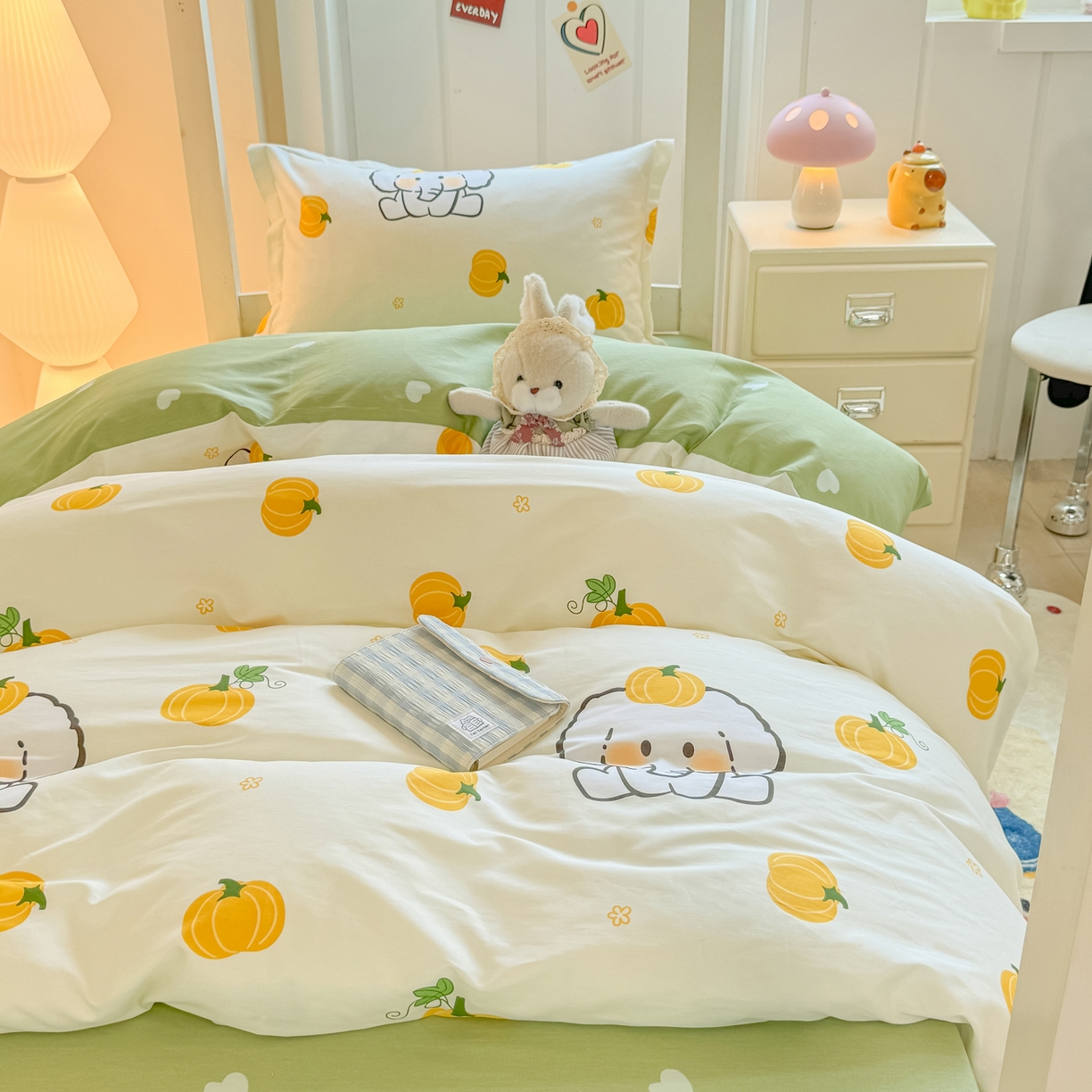 91家纺网 家纺一手货源 找家纺 优姿家纺 2025新款A类13372全棉纯棉学生宿舍三件套上下铺三件套 南语小象