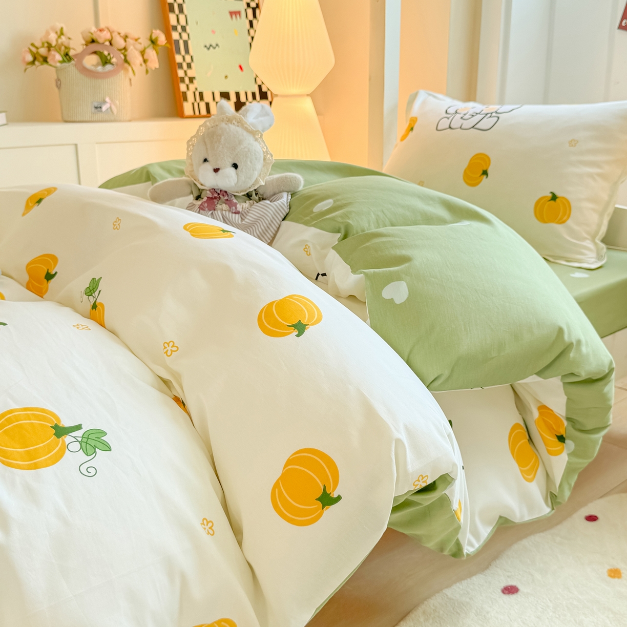 91家纺网 家纺一手货源 找家纺 优姿家纺 2025新款A类13372全棉纯棉学生宿舍三件套上下铺三件套 南语小象