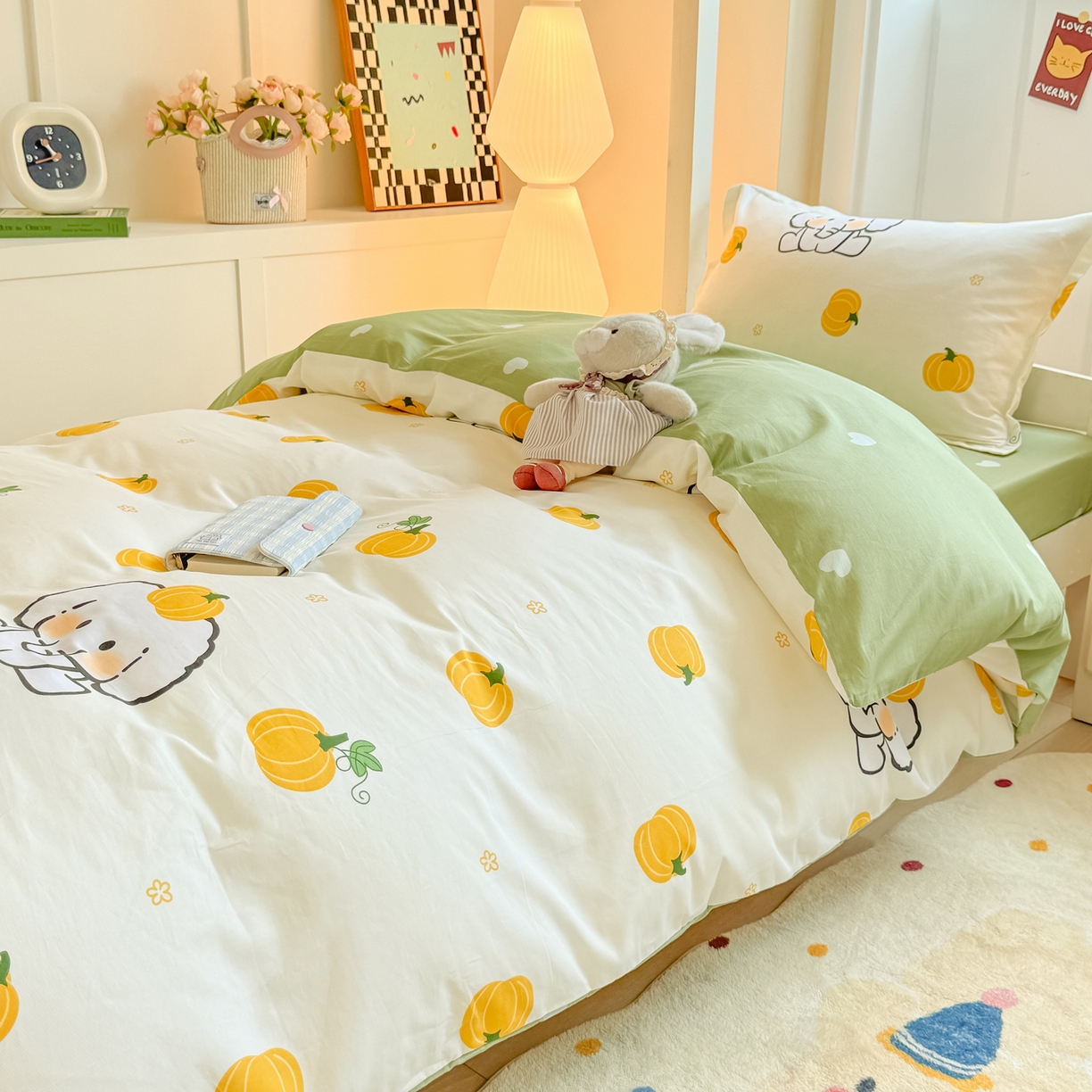 91家纺网 家纺一手货源 找家纺 优姿家纺 2025新款A类13372全棉纯棉学生宿舍三件套上下铺三件套 南语小象