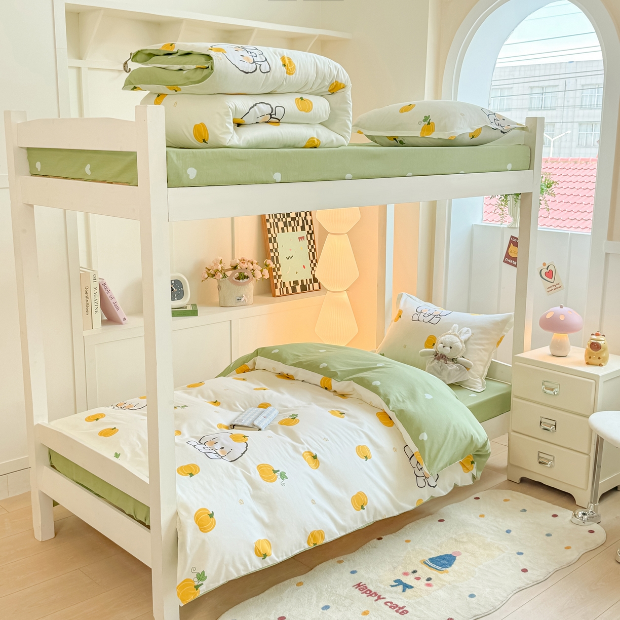 91家纺网 家纺一手货源 找家纺 优姿家纺 2025新款A类13372全棉纯棉学生宿舍三件套上下铺三件套 南语小象