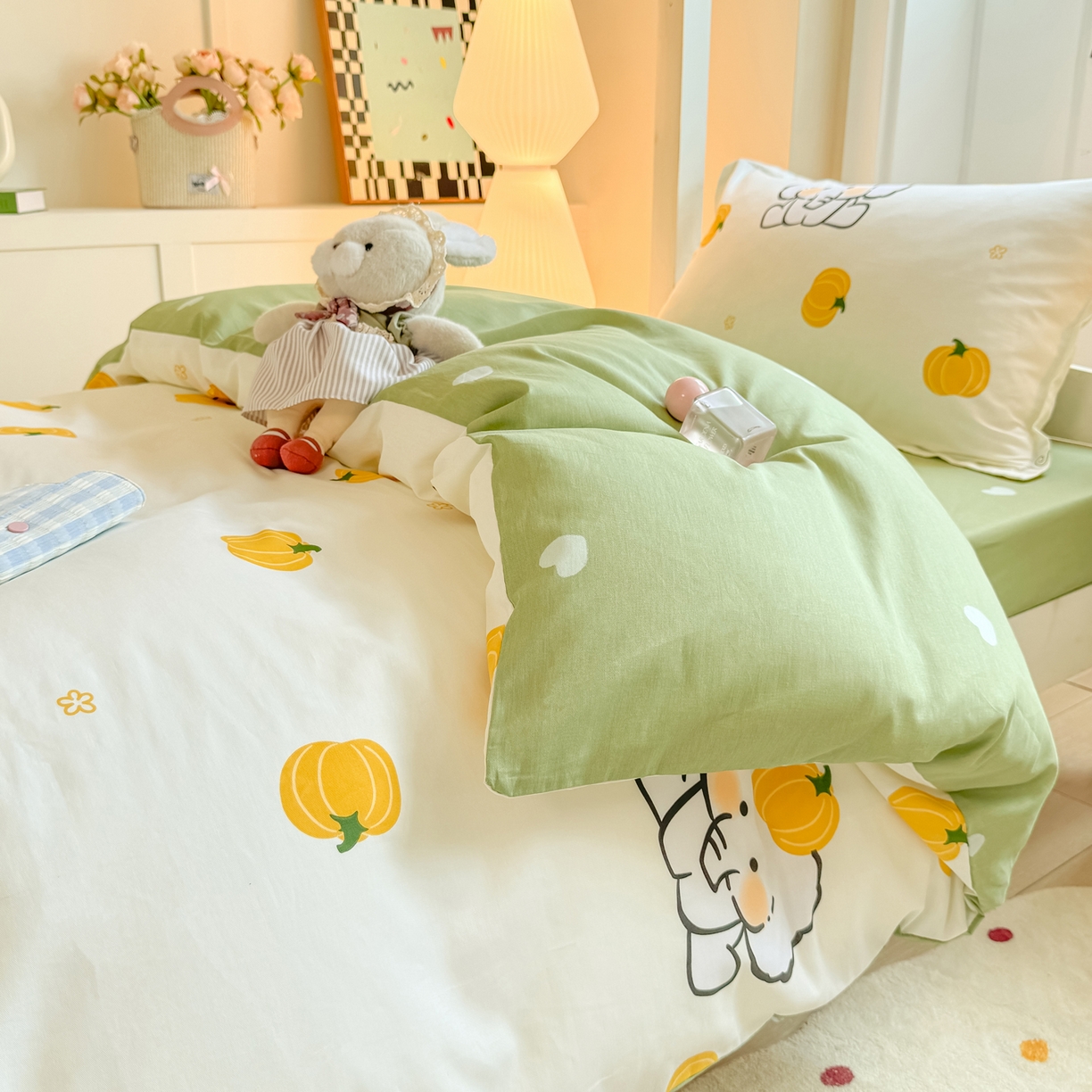 91家纺网 家纺一手货源 找家纺 优姿家纺 2025新款A类13372全棉纯棉学生宿舍三件套上下铺三件套 南语小象