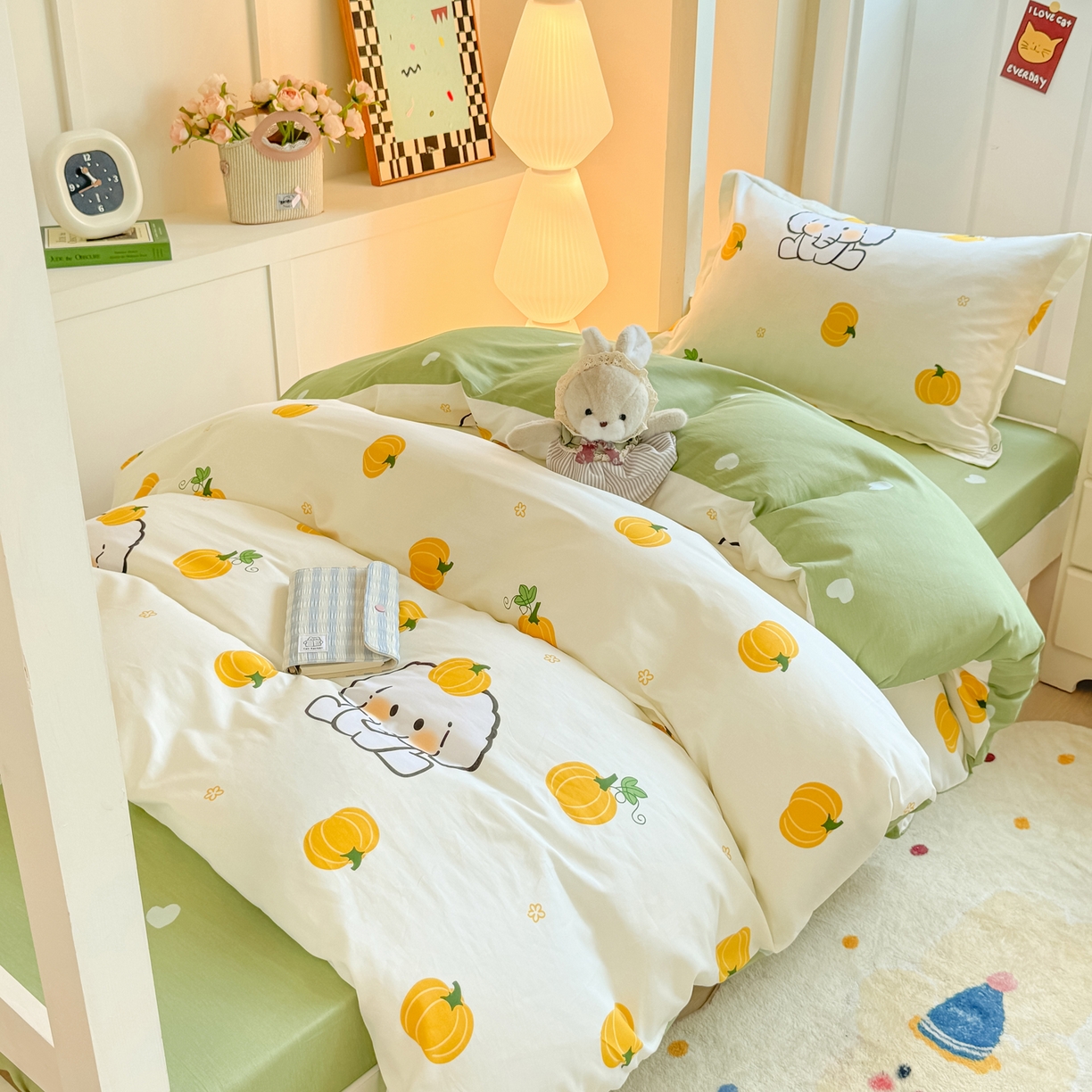 91家纺网 家纺一手货源 找家纺 优姿家纺 2025新款A类13372全棉纯棉学生宿舍三件套上下铺三件套 南语小象