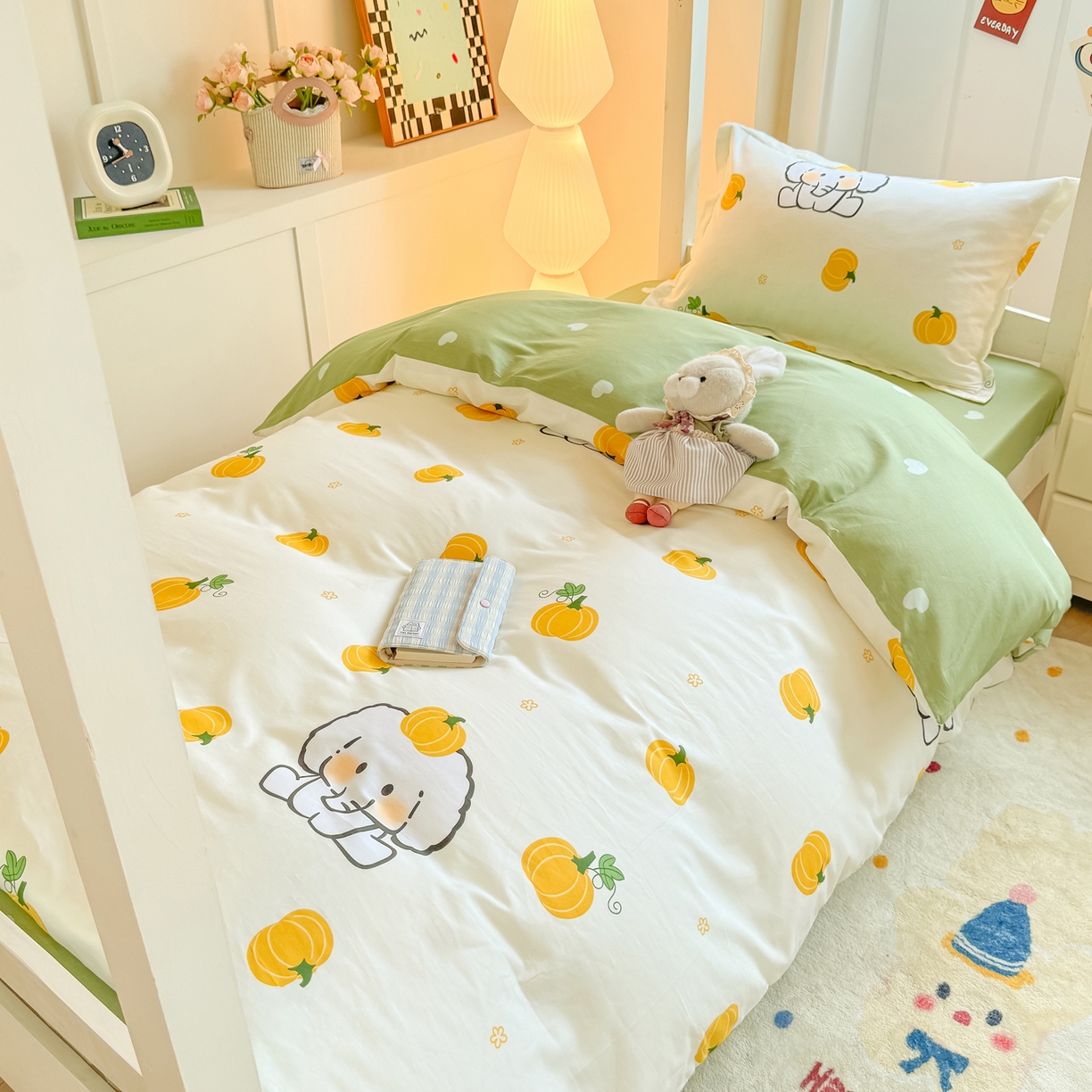 91家纺网 家纺一手货源 找家纺 优姿家纺 2025新款A类13372全棉纯棉学生宿舍三件套上下铺三件套 南语小象