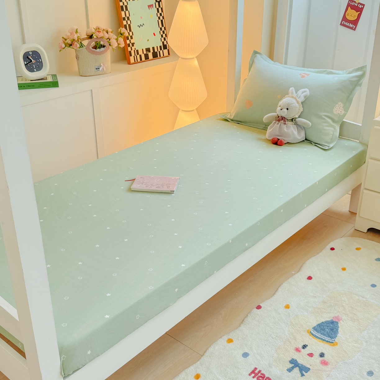 91家纺网 家纺一手货源 找家纺 优姿家纺 2025新款A类13372全棉纯棉学生宿舍三件套上下铺三件套 轻语