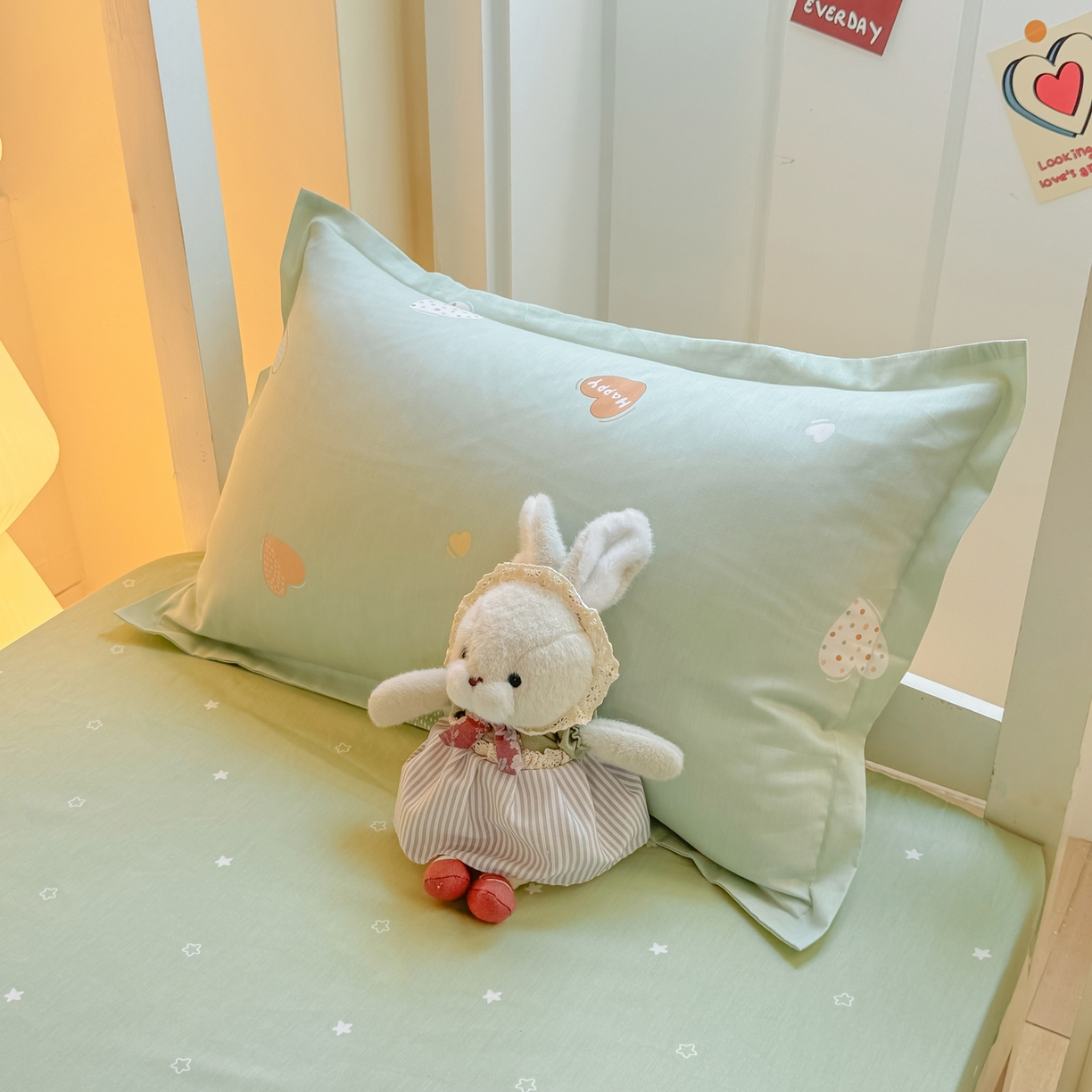 91家纺网 家纺一手货源 找家纺 优姿家纺 2025新款A类13372全棉纯棉学生宿舍三件套上下铺三件套 轻语