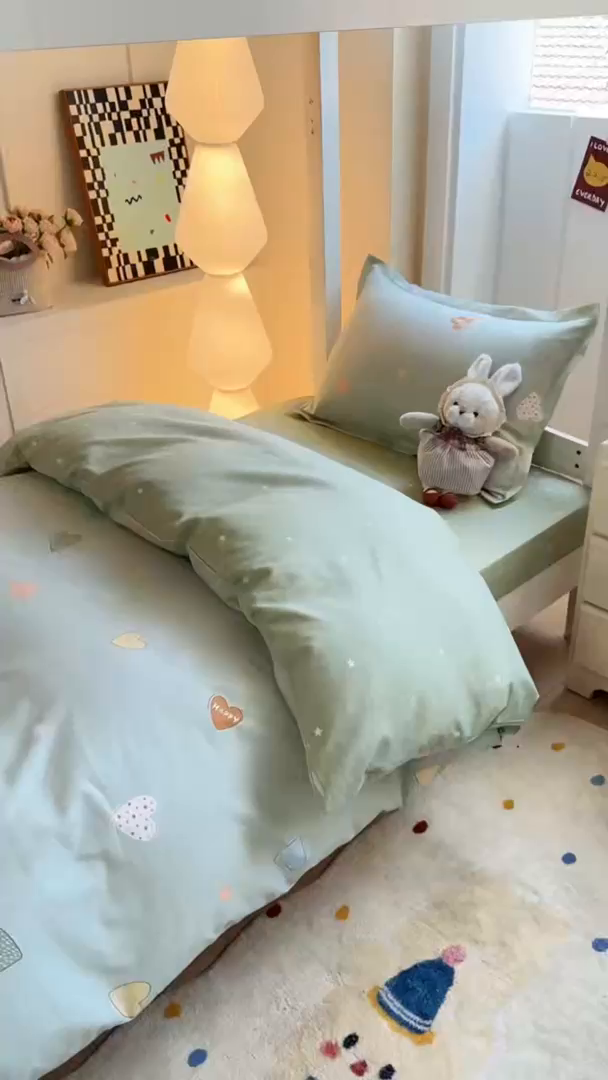 91家纺网 家纺一手货源 找家纺 优姿家纺 2025新款A类13372全棉纯棉学生宿舍三件套上下铺三件套 轻语