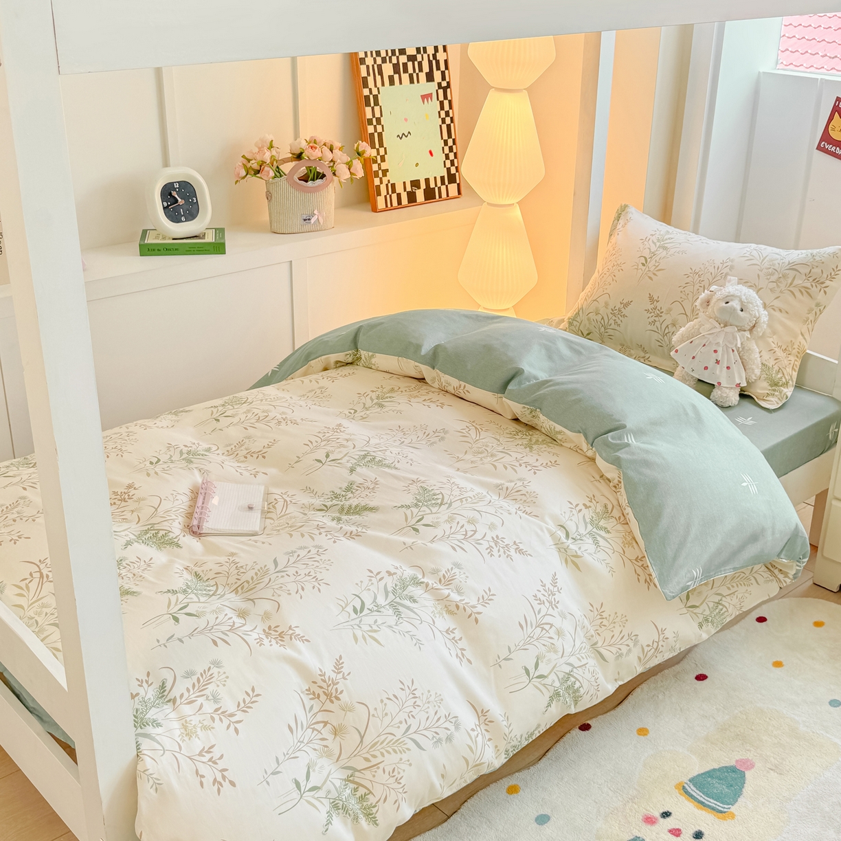 91家纺网 家纺一手货源 找家纺 优姿家纺 2025新款A类13372全棉纯棉学生宿舍三件套上下铺三件套 秋实