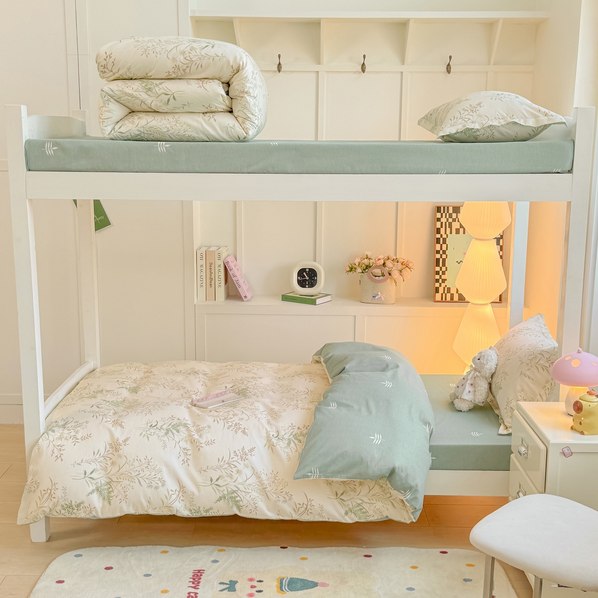 91家纺网 家纺一手货源 找家纺 优姿家纺 2025新款A类13372全棉纯棉学生宿舍三件套上下铺三件套 秋实