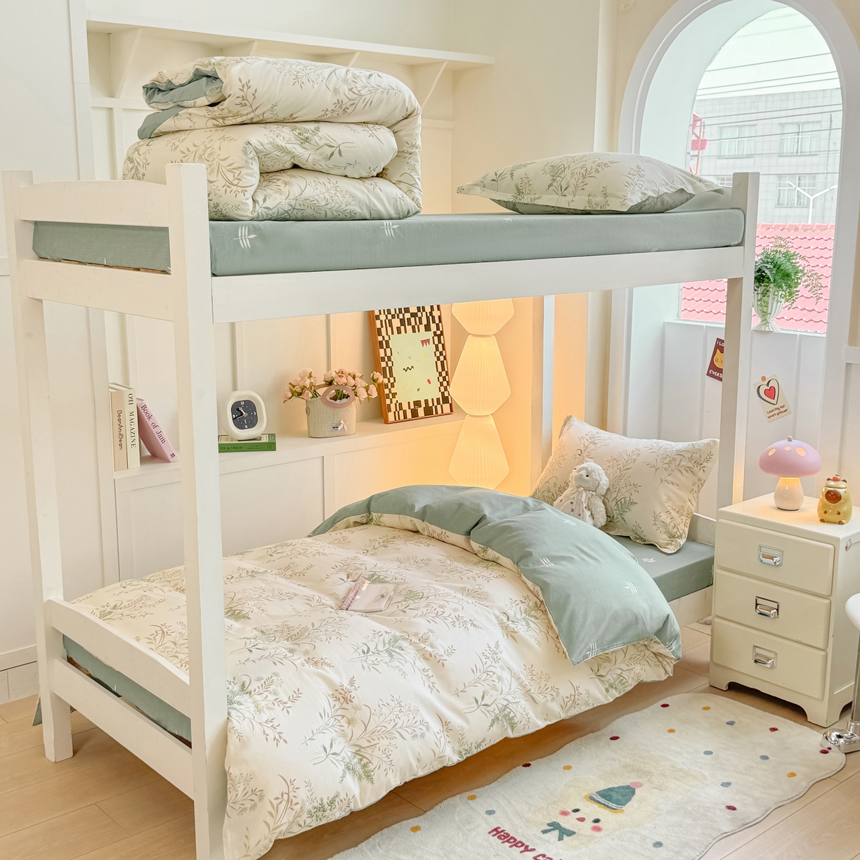 91家纺网 家纺一手货源 找家纺 优姿家纺 2025新款A类13372全棉纯棉学生宿舍三件套上下铺三件套 秋实